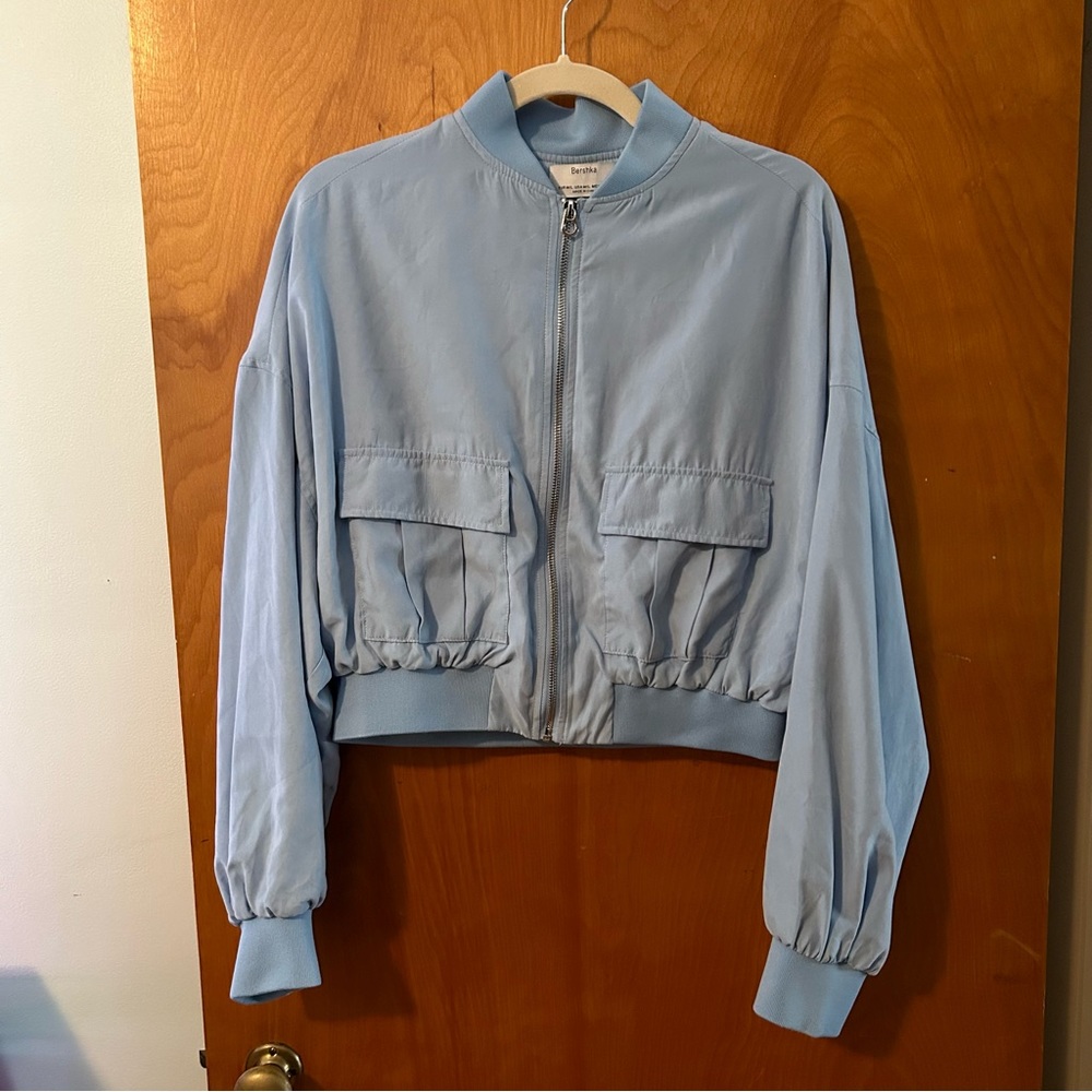 ⭐️ Bershka powder blue soft cropped jacket